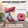 image:imageVEVOR 2 in 1 Outdoor Porch Swing for Adults 3Seat Patio Swing Chair with Adjustable Canopy amp Cushions for Backyard Garden Poolside BurgundyBurgundy