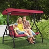 image:imageVEVOR 2 in 1 Outdoor Porch Swing for Adults 3Seat Patio Swing Chair with Adjustable Canopy amp Cushions for Backyard Garden Poolside BurgundyBurgundy