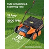 image:imageVEVOR 2in1 Electric Dethatcher and Scarifier 16Inch 15 Amp Corded Lawn Dethatcher with 145Gallon Thatch Collection Bag 5Position Depth Adjustment Walk Behind Machine for Garden Yard Grass16 inch