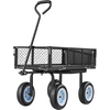 image:imageVEVOR 500 LBS Steel Garden Cart with Work Seat Heavy Duty Garden Wagon Cart on Wheels Outdoor Metal Utility Yard Wagon Gardening Stool with 10inch Flat Free Tires Tool Tray amp Adjustable HandleBlack