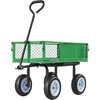 image:imageVEVOR 500 LBS Steel Garden Cart with Work Seat Heavy Duty Garden Wagon Cart on Wheels Outdoor Metal Utility Yard Wagon Gardening Stool with 10inch Flat Free Tires Tool Tray amp Adjustable HandleGreen