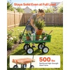 image:imageVEVOR 500 LBS Steel Garden Cart with Work Seat Heavy Duty Garden Wagon Cart on Wheels Outdoor Metal Utility Yard Wagon Gardening Stool with 10inch Flat Free Tires Tool Tray amp Adjustable HandleGreen