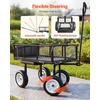 image:imageVEVOR 500 LBS Steel Garden Cart with Work Seat Heavy Duty Garden Wagon Cart on Wheels Outdoor Metal Utility Yard Wagon Gardening Stool with 10inch Flat Free Tires Tool Tray amp Adjustable HandleBlack