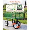 image:imageVEVOR 500 LBS Steel Garden Cart with Work Seat Heavy Duty Garden Wagon Cart on Wheels Outdoor Metal Utility Yard Wagon Gardening Stool with 10inch Flat Free Tires Tool Tray amp Adjustable HandleGreen
