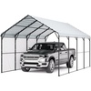 image:imageVEVOR 6x8x7 FT HeavyDuty Portable Outdoor Storage Shed Tent Waterproof Carport Garage Shelter with RollUp Zipper Door amp Vents UVResistant Canopy for Motorcycle Bike Lawn Mower Tools GrayWhite