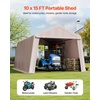 image:imageVEVOR 6x8x7 FT HeavyDuty Portable Outdoor Storage Shed Tent Waterproof Carport Garage Shelter with RollUp Zipper Door amp Vents UVResistant Canopy for Motorcycle Bike Lawn Mower Tools GrayBeige