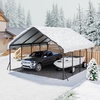 image:imageVEVOR 6x8x7 FT HeavyDuty Portable Outdoor Storage Shed Tent Waterproof Carport Garage Shelter with RollUp Zipper Door amp Vents UVResistant Canopy for Motorcycle Bike Lawn Mower Tools GrayWhite