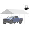 image:imageVEVOR 6x8x7 FT HeavyDuty Portable Outdoor Storage Shed Tent Waterproof Carport Garage Shelter with RollUp Zipper Door amp Vents UVResistant Canopy for Motorcycle Bike Lawn Mower Tools GrayWhite
