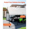 image:imageVEVOR 6x8x7 FT HeavyDuty Portable Outdoor Storage Shed Tent Waterproof Carport Garage Shelter with RollUp Zipper Door amp Vents UVResistant Canopy for Motorcycle Bike Lawn Mower Tools GrayWhite