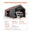 image:imageVEVOR 6x8x7 FT HeavyDuty Portable Outdoor Storage Shed Tent Waterproof Carport Garage Shelter with RollUp Zipper Door amp Vents UVResistant Canopy for Motorcycle Bike Lawn Mower Tools GrayGray