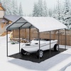 image:imageVEVOR 6x8x7 FT HeavyDuty Portable Outdoor Storage Shed Tent Waterproof Carport Garage Shelter with RollUp Zipper Door amp Vents UVResistant Canopy for Motorcycle Bike Lawn Mower Tools GrayWhite