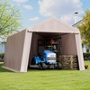 image:imageVEVOR 6x8x7 FT HeavyDuty Portable Outdoor Storage Shed Tent Waterproof Carport Garage Shelter with RollUp Zipper Door amp Vents UVResistant Canopy for Motorcycle Bike Lawn Mower Tools GrayBeige