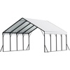 image:imageVEVOR 6x8x7 FT HeavyDuty Portable Outdoor Storage Shed Tent Waterproof Carport Garage Shelter with RollUp Zipper Door amp Vents UVResistant Canopy for Motorcycle Bike Lawn Mower Tools GrayWhite