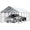 image:imageVEVOR 6x8x7 FT HeavyDuty Portable Outdoor Storage Shed Tent Waterproof Carport Garage Shelter with RollUp Zipper Door amp Vents UVResistant Canopy for Motorcycle Bike Lawn Mower Tools GrayWhite