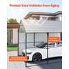 image:imageVEVOR 6x8x7 FT HeavyDuty Portable Outdoor Storage Shed Tent Waterproof Carport Garage Shelter with RollUp Zipper Door amp Vents UVResistant Canopy for Motorcycle Bike Lawn Mower Tools GrayWhite