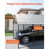 image:imageVEVOR 6x8x7 FT HeavyDuty Portable Outdoor Storage Shed Tent Waterproof Carport Garage Shelter with RollUp Zipper Door amp Vents UVResistant Canopy for Motorcycle Bike Lawn Mower Tools GrayWhite