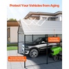 image:imageVEVOR 6x8x7 FT HeavyDuty Portable Outdoor Storage Shed Tent Waterproof Carport Garage Shelter with RollUp Zipper Door amp Vents UVResistant Canopy for Motorcycle Bike Lawn Mower Tools GrayWhite
