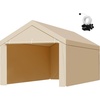 image:imageVEVOR 6x8x7 FT HeavyDuty Portable Outdoor Storage Shed Tent Waterproof Carport Garage Shelter with RollUp Zipper Door amp Vents UVResistant Canopy for Motorcycle Bike Lawn Mower Tools GrayBeige
