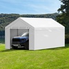 image:imageVEVOR 6x8x7 FT HeavyDuty Portable Outdoor Storage Shed Tent Waterproof Carport Garage Shelter with RollUp Zipper Door amp Vents UVResistant Canopy for Motorcycle Bike Lawn Mower Tools GrayWhite