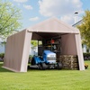 image:imageVEVOR 6x8x7 FT HeavyDuty Portable Outdoor Storage Shed Tent Waterproof Carport Garage Shelter with RollUp Zipper Door amp Vents UVResistant Canopy for Motorcycle Bike Lawn Mower Tools GrayBeige