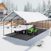 image:imageVEVOR 6x8x7 FT HeavyDuty Portable Outdoor Storage Shed Tent Waterproof Carport Garage Shelter with RollUp Zipper Door amp Vents UVResistant Canopy for Motorcycle Bike Lawn Mower Tools GrayWhite