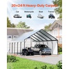 image:imageVEVOR 6x8x7 FT HeavyDuty Portable Outdoor Storage Shed Tent Waterproof Carport Garage Shelter with RollUp Zipper Door amp Vents UVResistant Canopy for Motorcycle Bike Lawn Mower Tools GrayWhite