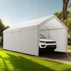 image:imageVEVOR 6x8x7 FT HeavyDuty Portable Outdoor Storage Shed Tent Waterproof Carport Garage Shelter with RollUp Zipper Door amp Vents UVResistant Canopy for Motorcycle Bike Lawn Mower Tools GrayWhite