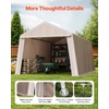 image:imageVEVOR 6x8x7 FT HeavyDuty Portable Outdoor Storage Shed Tent Waterproof Carport Garage Shelter with RollUp Zipper Door amp Vents UVResistant Canopy for Motorcycle Bike Lawn Mower Tools GrayBeige