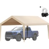 image:imageVEVOR 6x8x7 FT HeavyDuty Portable Outdoor Storage Shed Tent Waterproof Carport Garage Shelter with RollUp Zipper Door amp Vents UVResistant Canopy for Motorcycle Bike Lawn Mower Tools GrayBeige