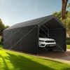 image:imageVEVOR 6x8x7 FT HeavyDuty Portable Outdoor Storage Shed Tent Waterproof Carport Garage Shelter with RollUp Zipper Door amp Vents UVResistant Canopy for Motorcycle Bike Lawn Mower Tools GrayGray