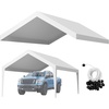 image:imageVEVOR 6x8x7 FT HeavyDuty Portable Outdoor Storage Shed Tent Waterproof Carport Garage Shelter with RollUp Zipper Door amp Vents UVResistant Canopy for Motorcycle Bike Lawn Mower Tools GrayWhite