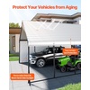 image:imageVEVOR 6x8x7 FT HeavyDuty Portable Outdoor Storage Shed Tent Waterproof Carport Garage Shelter with RollUp Zipper Door amp Vents UVResistant Canopy for Motorcycle Bike Lawn Mower Tools GrayWhite