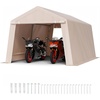 image:imageVEVOR 6x8x7 FT HeavyDuty Portable Outdoor Storage Shed Tent Waterproof Carport Garage Shelter with RollUp Zipper Door amp Vents UVResistant Canopy for Motorcycle Bike Lawn Mower Tools GrayBeige