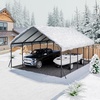 image:imageVEVOR 6x8x7 FT HeavyDuty Portable Outdoor Storage Shed Tent Waterproof Carport Garage Shelter with RollUp Zipper Door amp Vents UVResistant Canopy for Motorcycle Bike Lawn Mower Tools GrayWhite