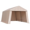 image:imageVEVOR 6x8x7 FT HeavyDuty Portable Outdoor Storage Shed Tent Waterproof Carport Garage Shelter with RollUp Zipper Door amp Vents UVResistant Canopy for Motorcycle Bike Lawn Mower Tools GrayBeige