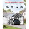 image:imageVEVOR 6x8x7 FT HeavyDuty Portable Outdoor Storage Shed Tent Waterproof Carport Garage Shelter with RollUp Zipper Door amp Vents UVResistant Canopy for Motorcycle Bike Lawn Mower Tools GrayWhite