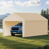 image:imageVEVOR 6x8x7 FT HeavyDuty Portable Outdoor Storage Shed Tent Waterproof Carport Garage Shelter with RollUp Zipper Door amp Vents UVResistant Canopy for Motorcycle Bike Lawn Mower Tools GrayBeige