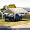 image:imageVEVOR 6x8x7 FT HeavyDuty Portable Outdoor Storage Shed Tent Waterproof Carport Garage Shelter with RollUp Zipper Door amp Vents UVResistant Canopy for Motorcycle Bike Lawn Mower Tools GrayBeige