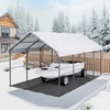 image:imageVEVOR 6x8x7 FT HeavyDuty Portable Outdoor Storage Shed Tent Waterproof Carport Garage Shelter with RollUp Zipper Door amp Vents UVResistant Canopy for Motorcycle Bike Lawn Mower Tools GrayWhite