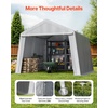 image:imageVEVOR 6x8x7 FT HeavyDuty Portable Outdoor Storage Shed Tent Waterproof Carport Garage Shelter with RollUp Zipper Door amp Vents UVResistant Canopy for Motorcycle Bike Lawn Mower Tools GrayGray
