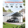 image:imageVEVOR 6x8x7 FT HeavyDuty Portable Outdoor Storage Shed Tent Waterproof Carport Garage Shelter with RollUp Zipper Door amp Vents UVResistant Canopy for Motorcycle Bike Lawn Mower Tools GrayWhite