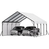 image:imageVEVOR 6x8x7 FT HeavyDuty Portable Outdoor Storage Shed Tent Waterproof Carport Garage Shelter with RollUp Zipper Door amp Vents UVResistant Canopy for Motorcycle Bike Lawn Mower Tools GrayWhite