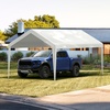 image:imageVEVOR 6x8x7 FT HeavyDuty Portable Outdoor Storage Shed Tent Waterproof Carport Garage Shelter with RollUp Zipper Door amp Vents UVResistant Canopy for Motorcycle Bike Lawn Mower Tools GrayWhite