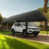 image:imageVEVOR 6x8x7 FT HeavyDuty Portable Outdoor Storage Shed Tent Waterproof Carport Garage Shelter with RollUp Zipper Door amp Vents UVResistant Canopy for Motorcycle Bike Lawn Mower Tools GrayGray