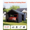 image:imageVEVOR 6x8x7 FT HeavyDuty Portable Outdoor Storage Shed Tent Waterproof Carport Garage Shelter with RollUp Zipper Door amp Vents UVResistant Canopy for Motorcycle Bike Lawn Mower Tools GrayGray
