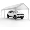image:imageVEVOR 6x8x7 FT HeavyDuty Portable Outdoor Storage Shed Tent Waterproof Carport Garage Shelter with RollUp Zipper Door amp Vents UVResistant Canopy for Motorcycle Bike Lawn Mower Tools GrayWhite