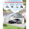 image:imageVEVOR 6x8x7 FT HeavyDuty Portable Outdoor Storage Shed Tent Waterproof Carport Garage Shelter with RollUp Zipper Door amp Vents UVResistant Canopy for Motorcycle Bike Lawn Mower Tools GrayWhite