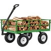 image:imageVEVOR 900 LBS Steel Garden Cart 2 in 1 Handle Heavy Duty Pullable Garden Wagon with 10 FlatFree Tires Outdoor Utility Yard Wagon Cart with Detachable Side Panels Attach to ATV or TractorBlackgreen