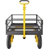 image:imageVEVOR 900 LBS Steel Garden Cart 2 in 1 Handle Heavy Duty Pullable Garden Wagon with 10 FlatFree Tires Outdoor Utility Yard Wagon Cart with Detachable Side Panels Attach to ATV or TractorBlackyellow
