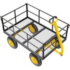 image:imageVEVOR 900 LBS Steel Garden Cart 2 in 1 Handle Heavy Duty Pullable Garden Wagon with 10 FlatFree Tires Outdoor Utility Yard Wagon Cart with Detachable Side Panels Attach to ATV or TractorBlackyellow